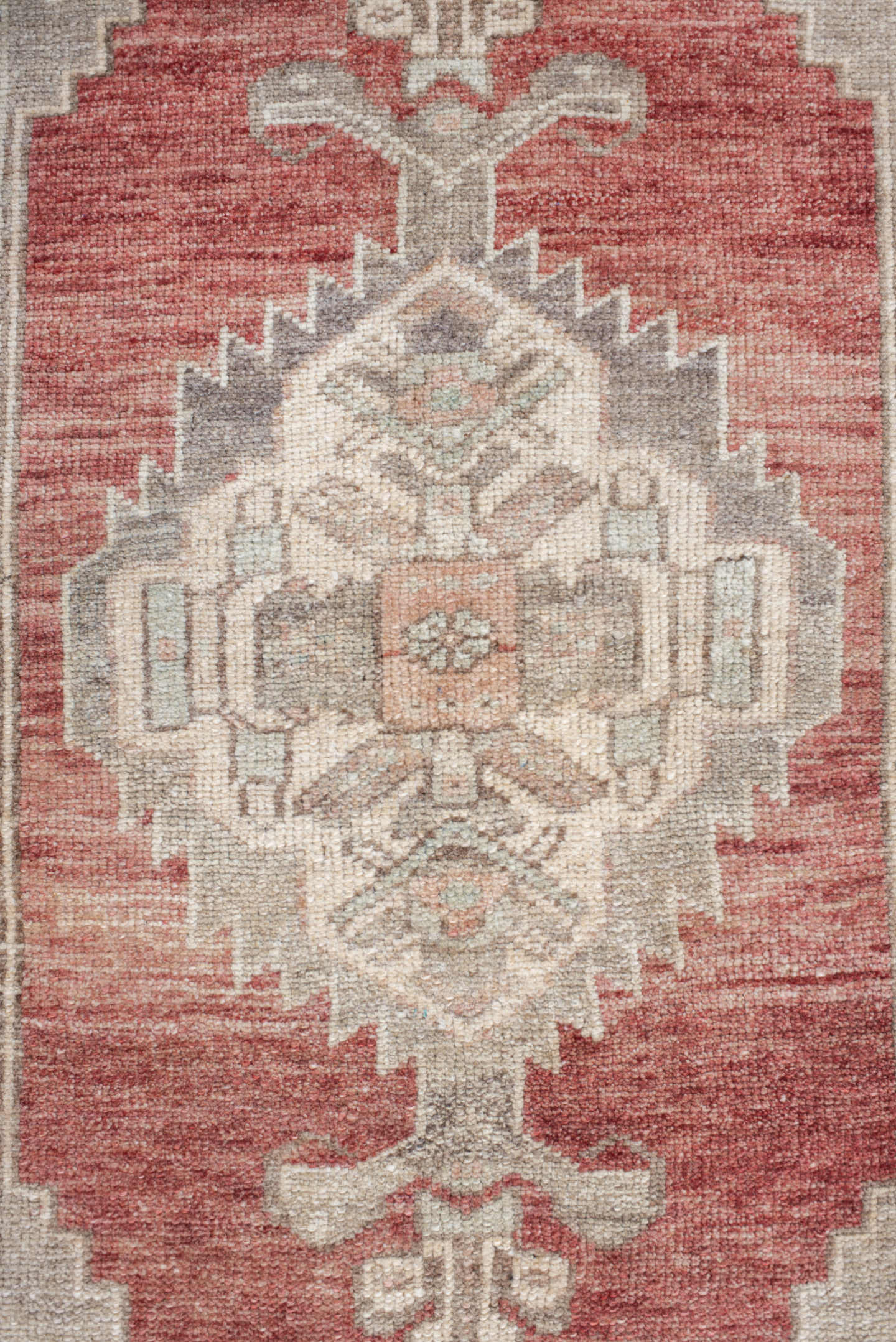 2' x 4' one-of-a-kind handmade vintage Anatolian small size rug. Color palette: ivory, terra cotta, blush, sage, taupe