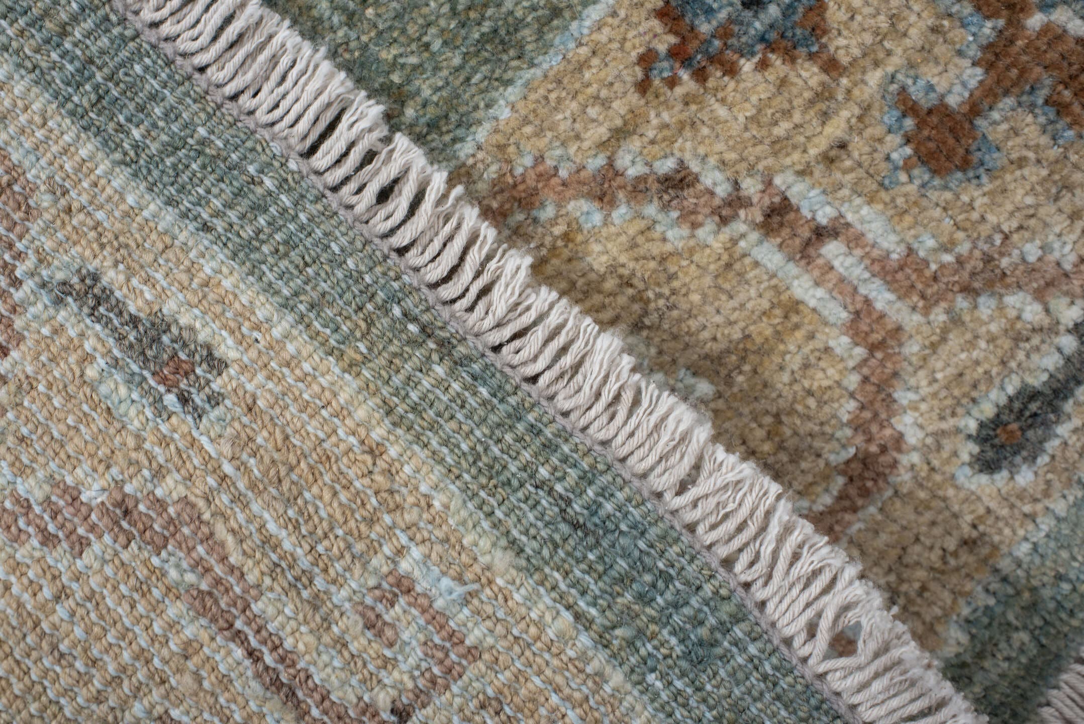 5' x 7' one-of-a-kind handmade vintage Sultanabad rug. Color palette: sage, ivory, peach, slate, rust, cream, charcoal