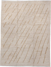 9' x 12' one-of-a-kind handmade vintage Tulu large size rug. Color palette: cream, camel, ivory, beige