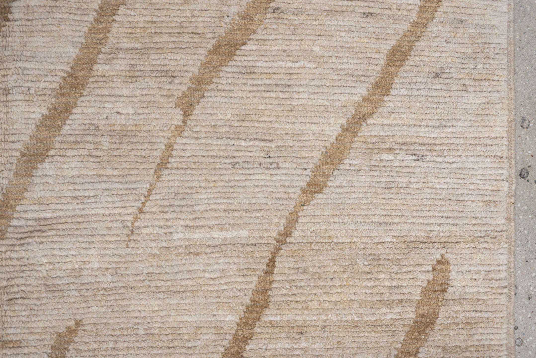 9' x 12' one-of-a-kind handmade vintage Tulu large size rug. Color palette: cream, camel, ivory, beige