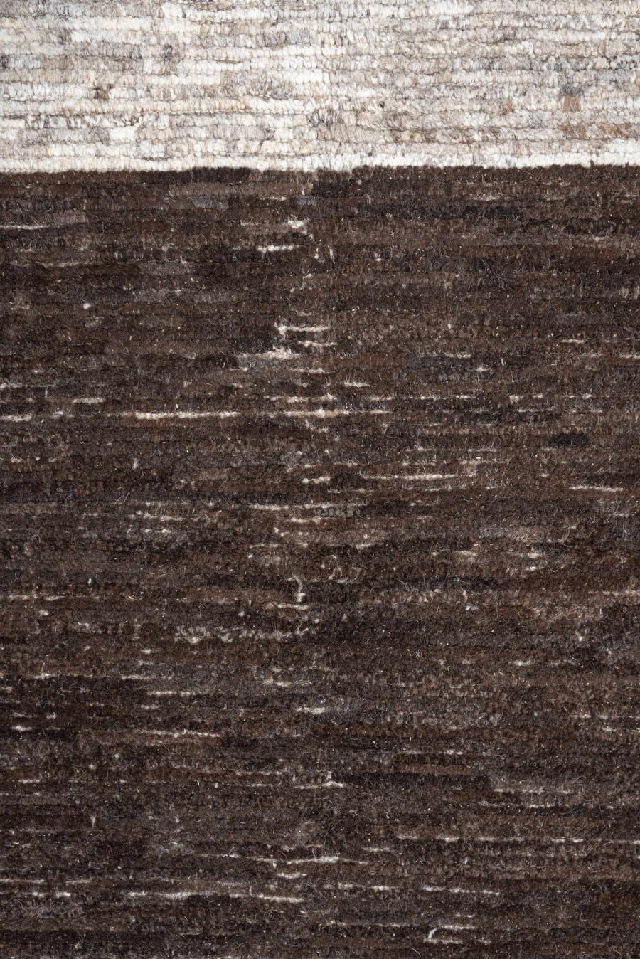 3' x 12' one-of-a-kind handmade vintage Tulu runner rug. Color palette: charcoal, taupe, ivory, brown, cream, slate, black