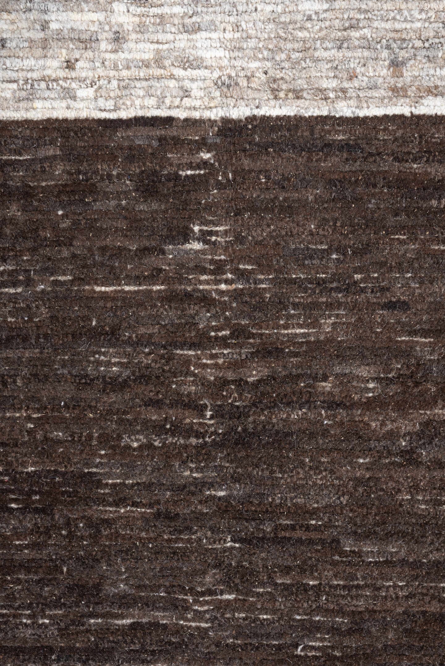 3' x 12' one-of-a-kind handmade vintage Tulu runner rug. Color palette: charcoal, taupe, ivory, brown, cream, slate, black