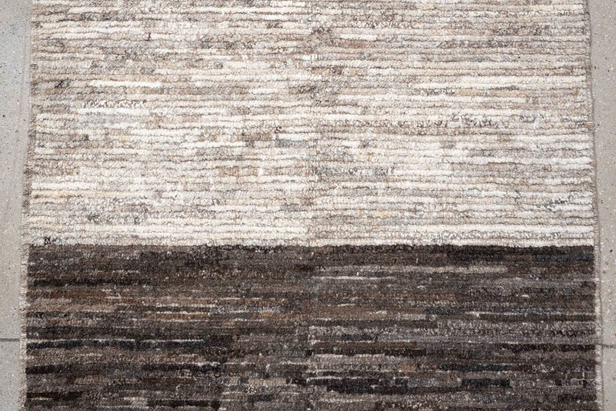 3' x 12' one-of-a-kind handmade vintage Tulu runner rug. Color palette: charcoal, taupe, ivory, brown, cream, slate, black