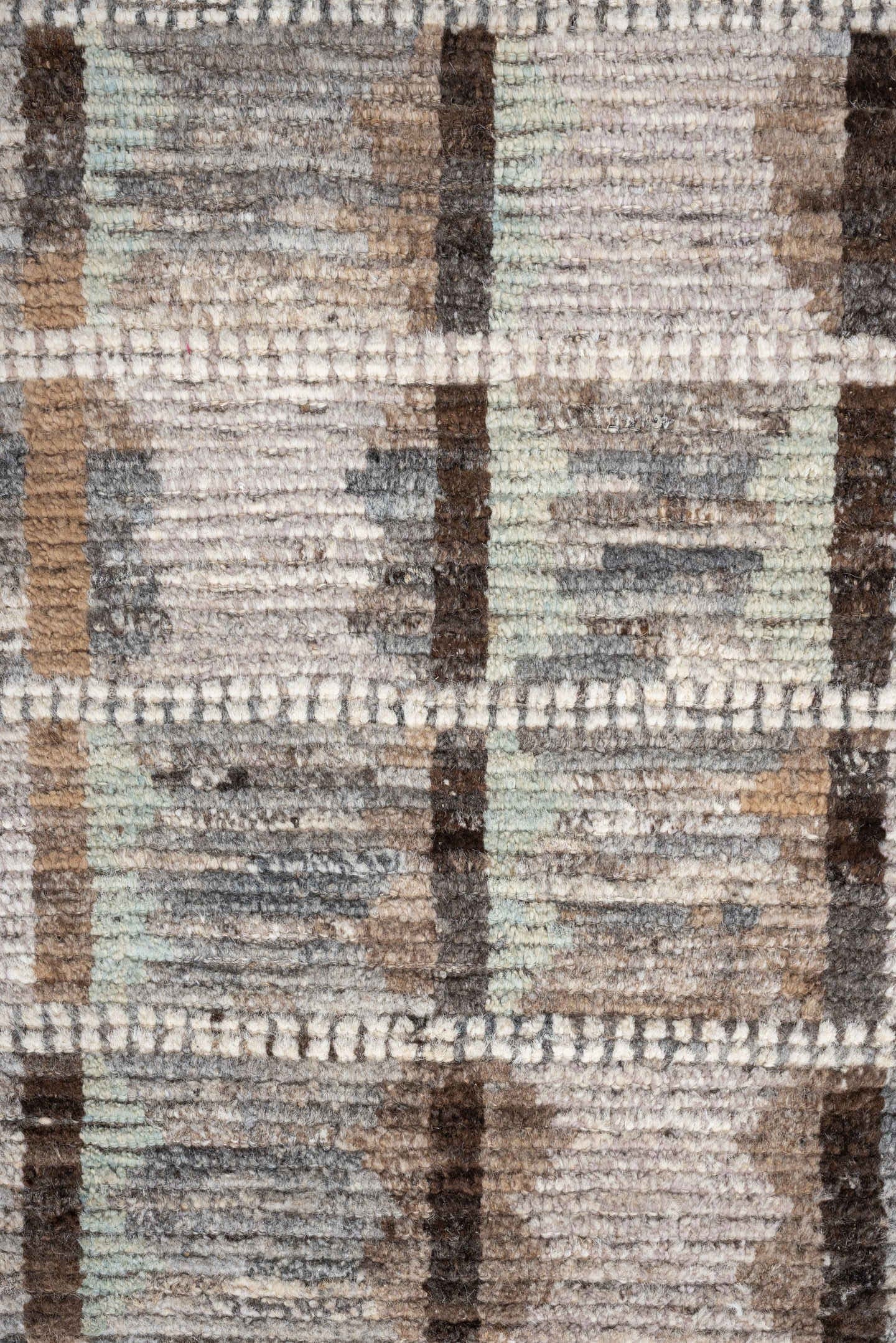 2' x 3' one-of-a-kind handmade vintage Tulu small size rug. Color palette: ivory, taupe, gray, brown, camel, celadon