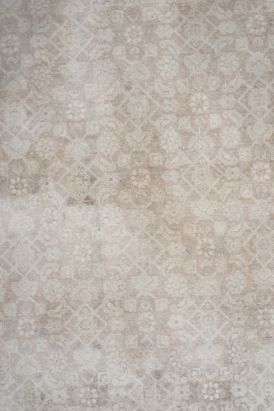9' x 5' one-of-a-kind handmade vintage Tabriz rug. Color palette: ivory, taupe, beige, pale blue, cream, sand, light gray