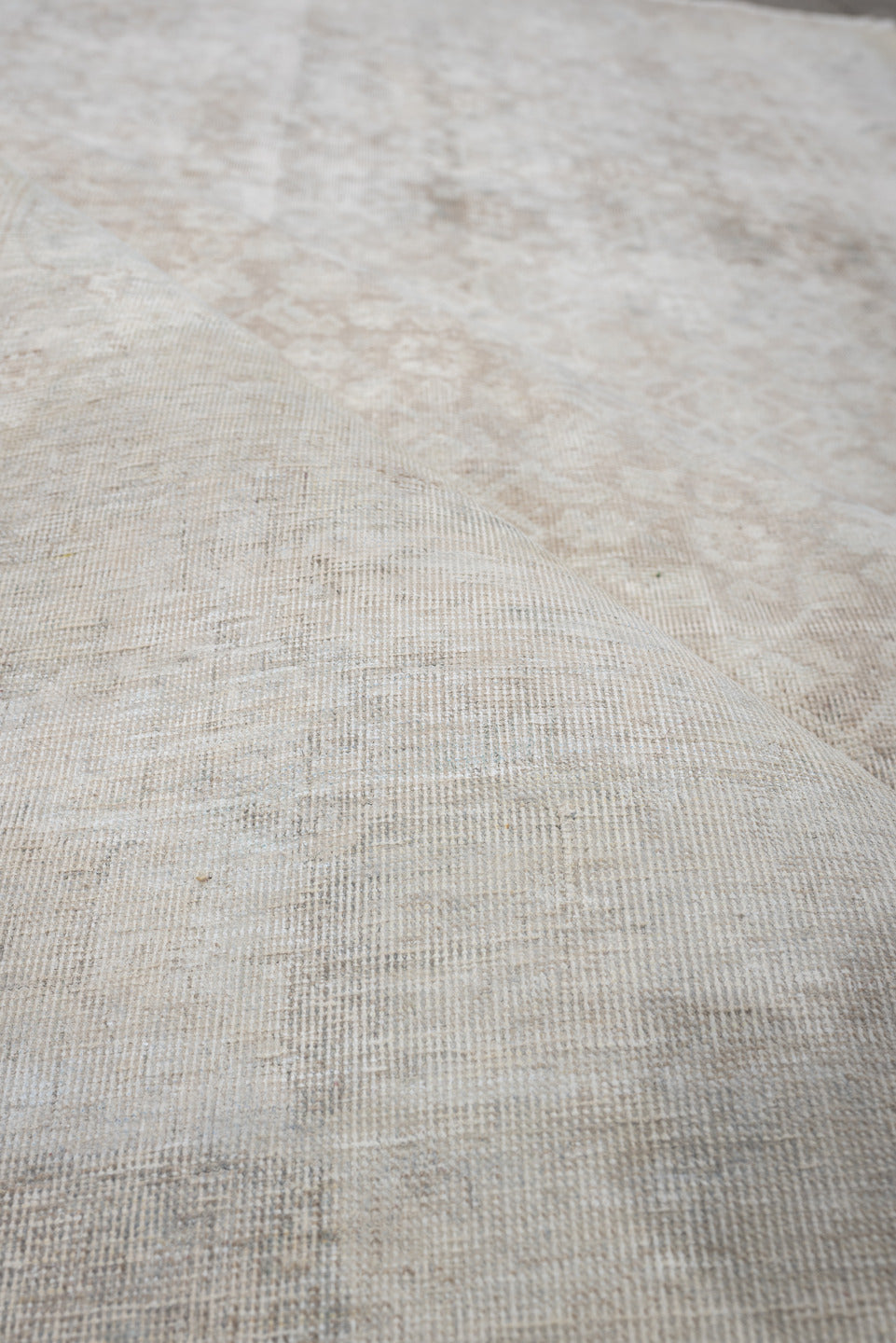 9' x 5' one-of-a-kind handmade vintage Tabriz rug. Color palette: ivory, taupe, beige, pale blue, cream, sand, light gray