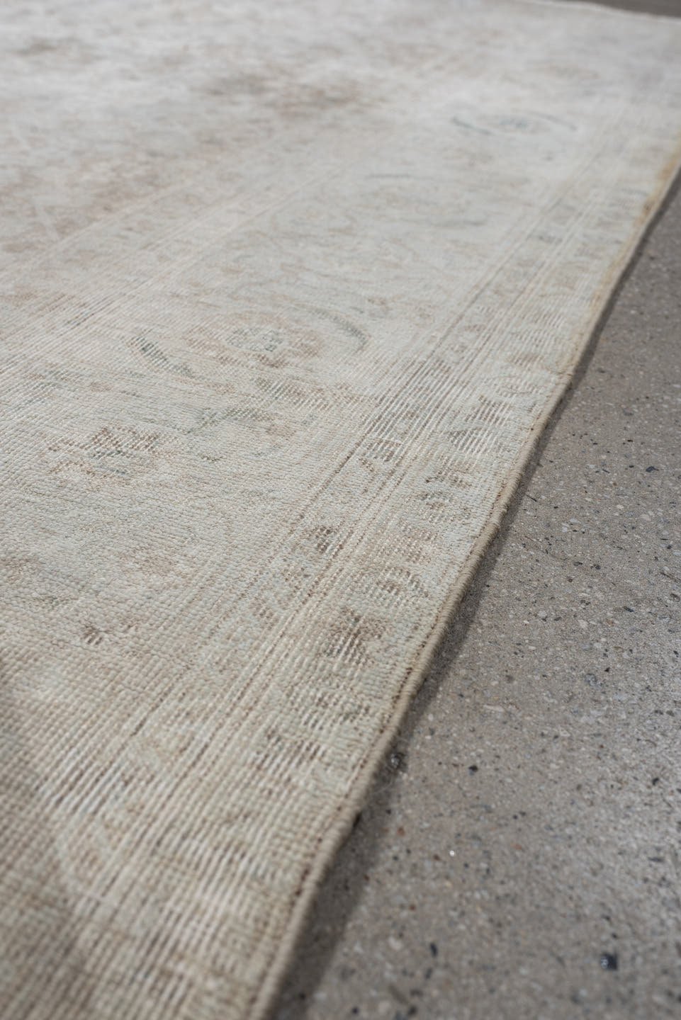 9' x 5' one-of-a-kind handmade vintage Tabriz rug. Color palette: ivory, taupe, beige, pale blue, cream, sand, light gray