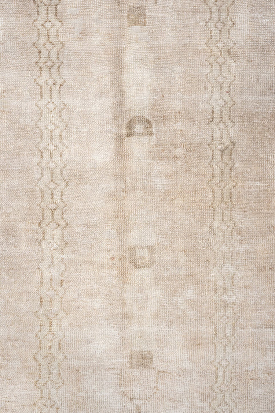 4' x 8' one-of-a-kind handmade vintage Anatolian runner rug. Color palette: ivory, taupe, beige, sand, light brown, gray