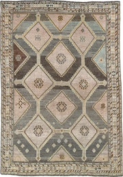 5' x 7' one-of-a-kind handmade antique Malayer medium size rug. Color palette: slate, ivory, taupe, pale blush, charcoal