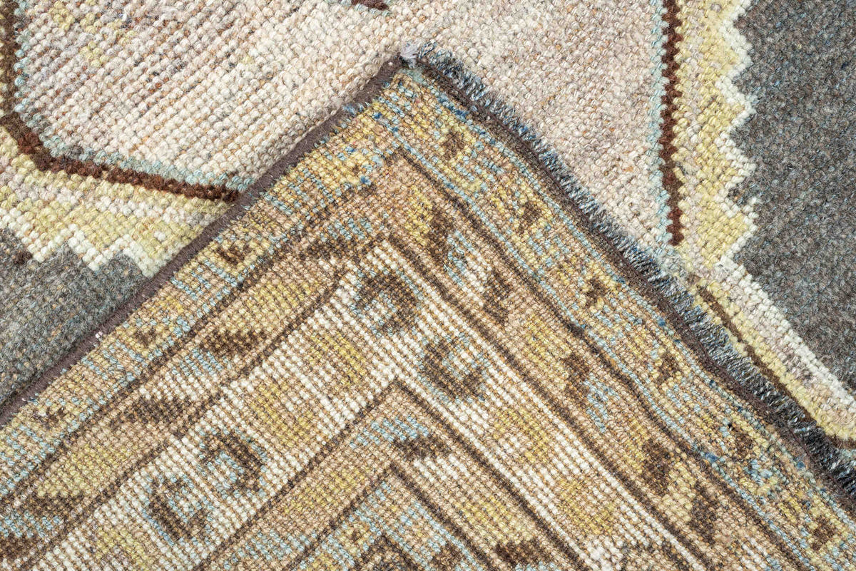 5' x 7' one-of-a-kind handmade antique Malayer medium size rug. Color palette: slate, ivory, taupe, pale blush, charcoal