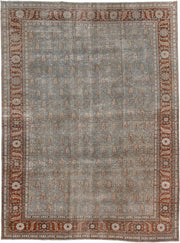 8' x 11' one-of-a-kind handmade antique Tabriz large size rug. Color palette: blue gray, rust, ivory, taupe, charcoal, sage
