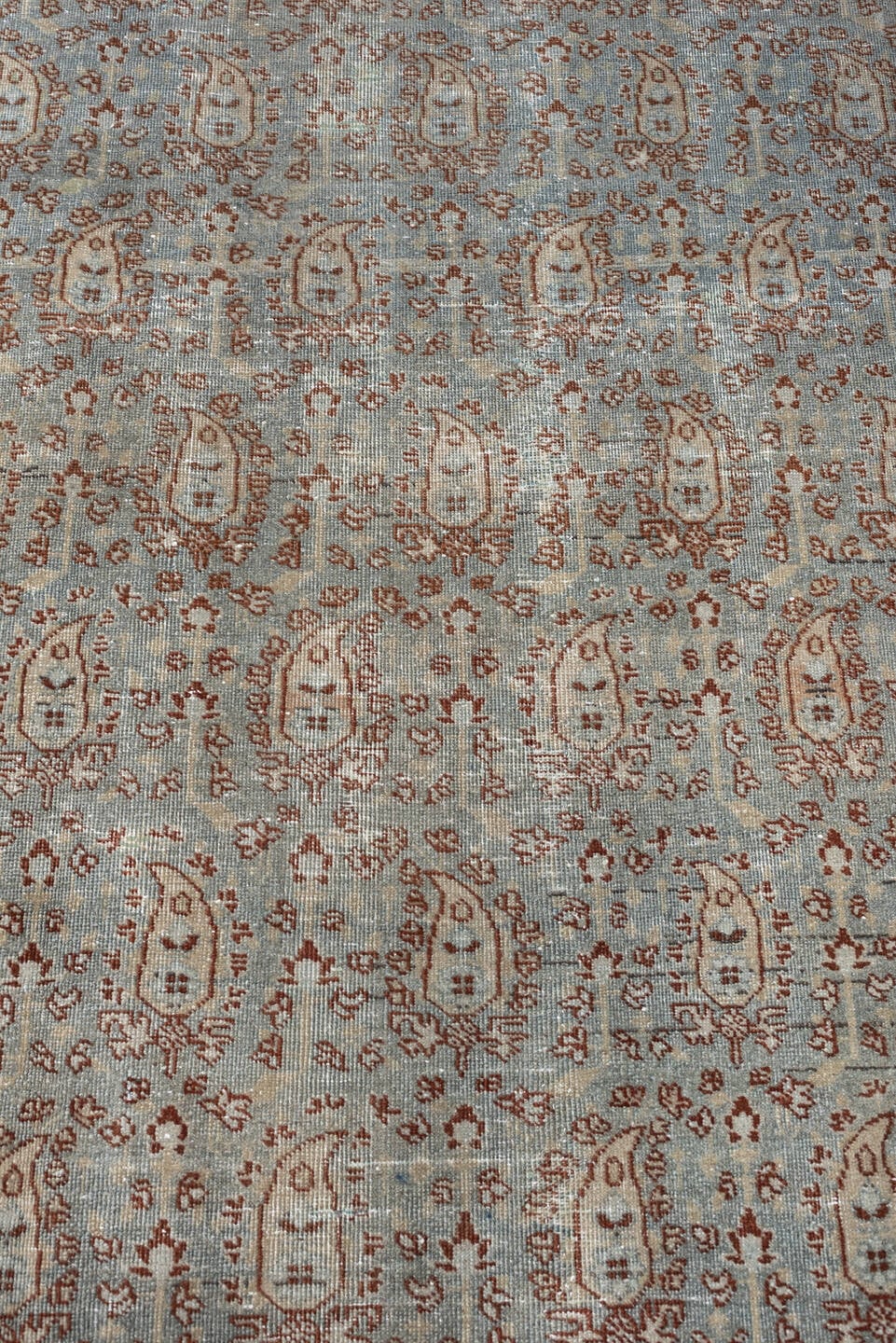 8' x 11' one-of-a-kind handmade antique Tabriz large size rug. Color palette: blue gray, rust, ivory, taupe, charcoal, sage