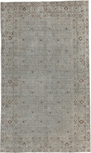 5' x 9' one-of-a-kind handmade antique Tabriz medium size rug. Color palette: blue gray, ivory, taupe, brown, charcoal