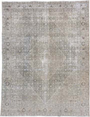 8' x 10' one-of-a-kind handmade antique Tabriz large size rug. Color palette: ivory, taupe, charcoal, gray, beige, cream