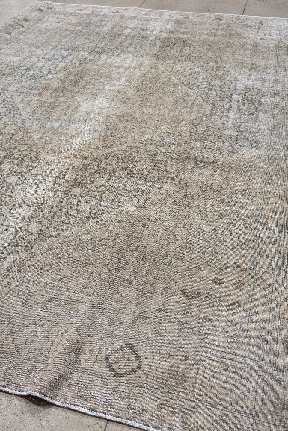 8' x 10' one-of-a-kind handmade antique Tabriz large size rug. Color palette: ivory, taupe, charcoal, gray, beige, cream