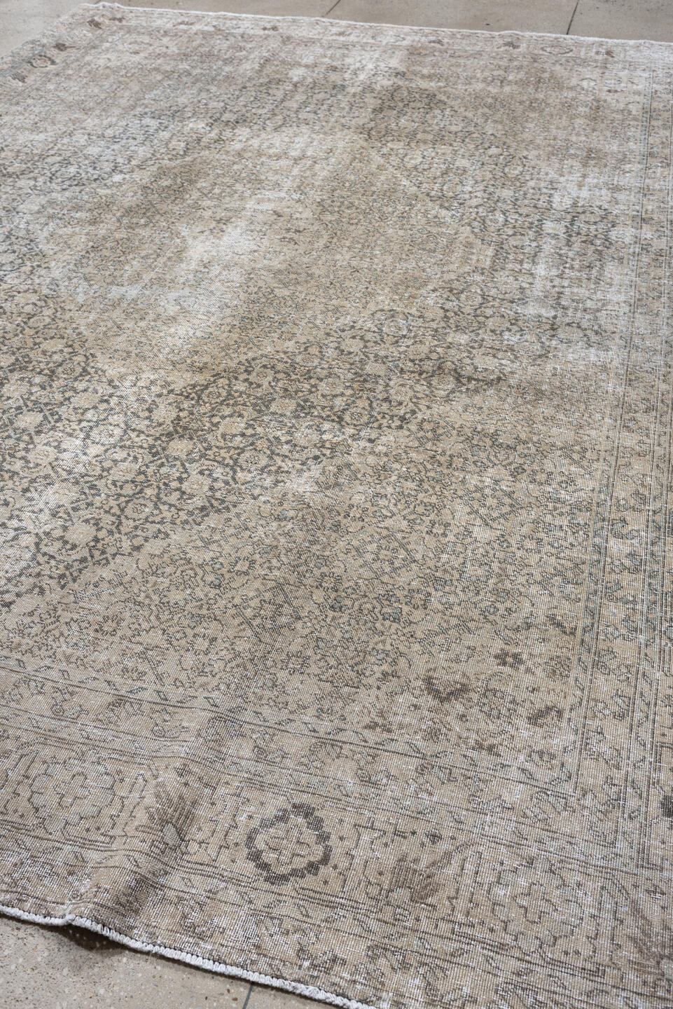 8' x 10' one-of-a-kind handmade antique Tabriz large size rug. Color palette: ivory, taupe, charcoal, gray, beige, cream