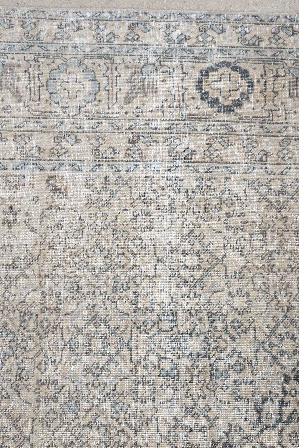 8' x 10' one-of-a-kind handmade antique Tabriz large size rug. Color palette: ivory, taupe, charcoal, gray, beige, cream