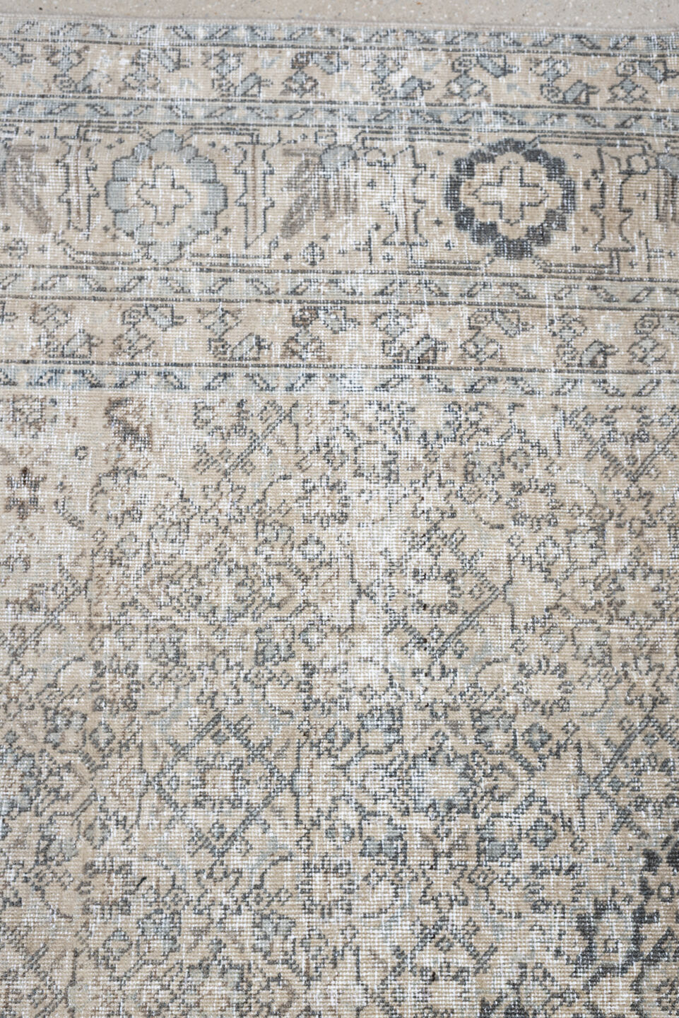 8' x 10' one-of-a-kind handmade antique Tabriz large size rug. Color palette: ivory, taupe, charcoal, gray, beige, cream