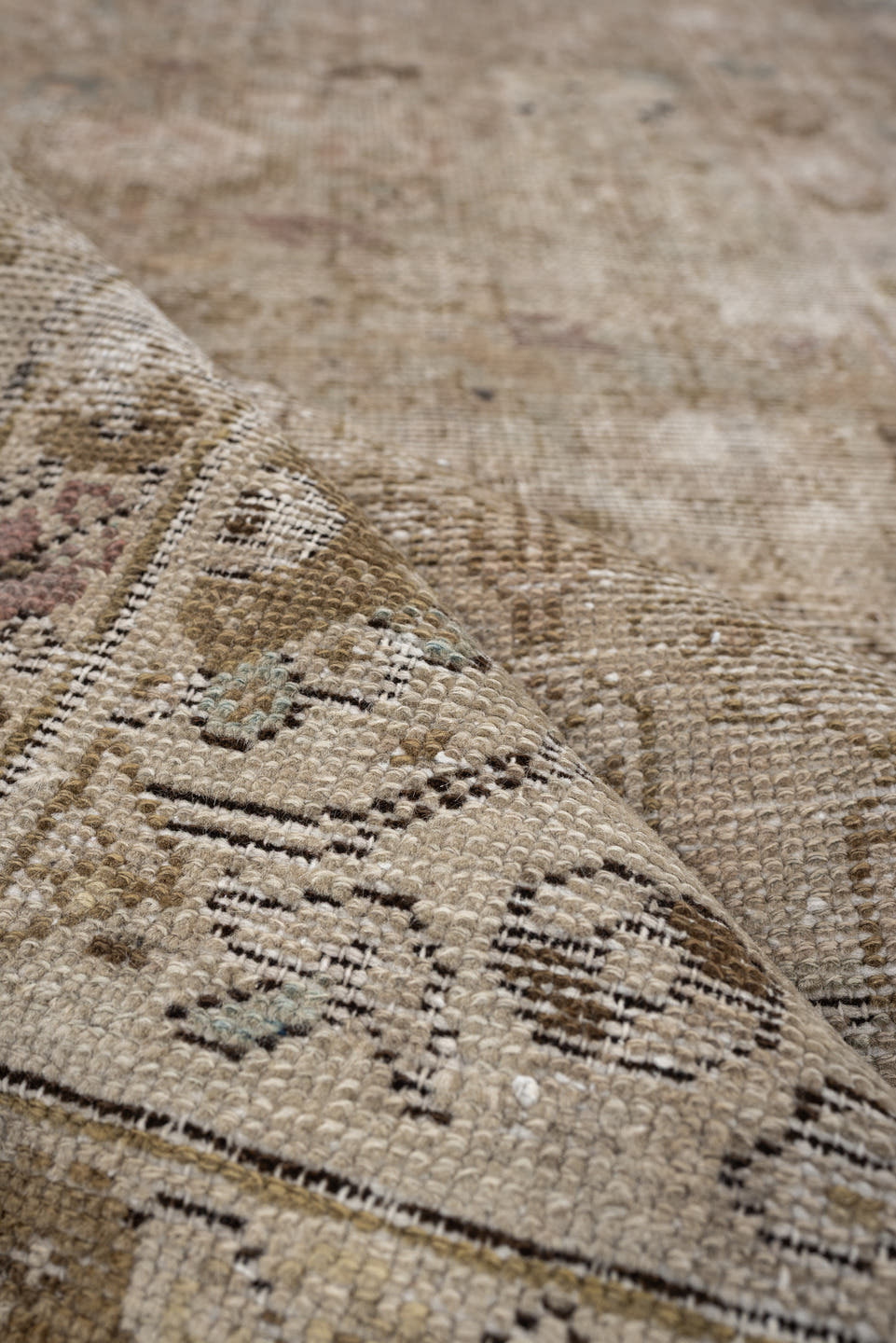 3' x 10' one-of-a-kind handmade antique Malayer runner rug. Color palette: taupe, ivory, beige, charcoal, sage, camel, brown