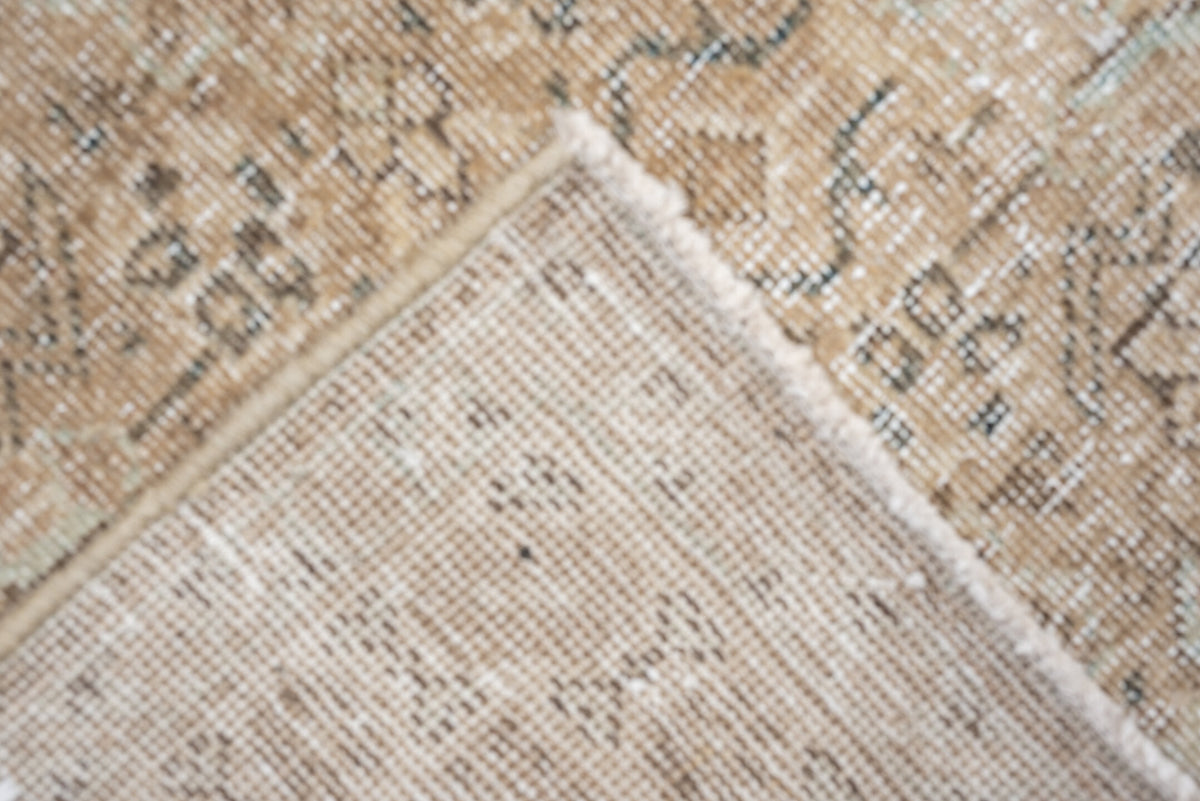 7' x 10' one-of-a-kind handmade antique Mahal large size rug. Color palette: ivory, taupe, beige, pale blue, charcoal, camel