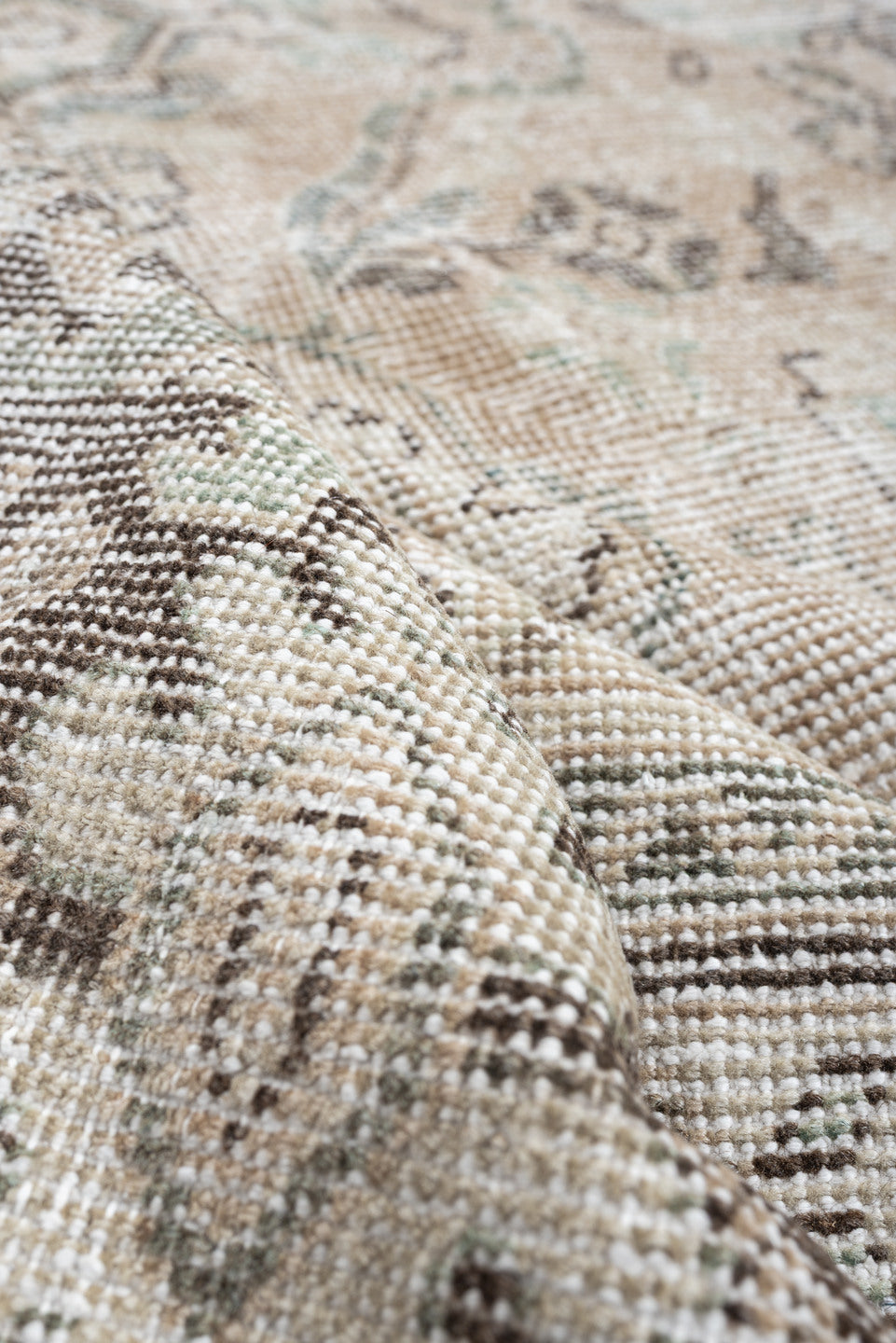 10' x 12' one-of-a-kind handmade antique Mahal large size rug. Color palette: ivory, taupe, blue gray, charcoal, beige, sage