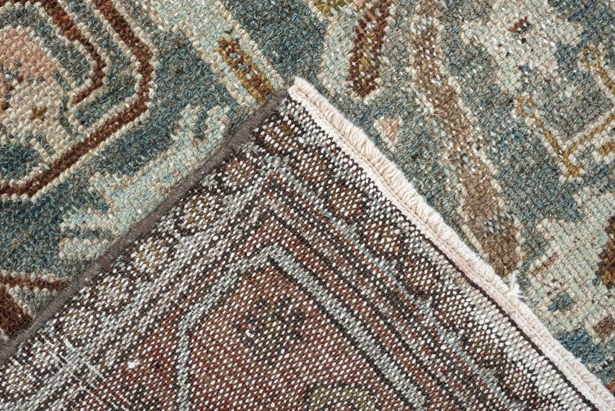 3' x 7' one-of-a-kind handmade antique Malayer runner rug. Color palette: sage, rust, ivory, dusty rose, charcoal, ochre