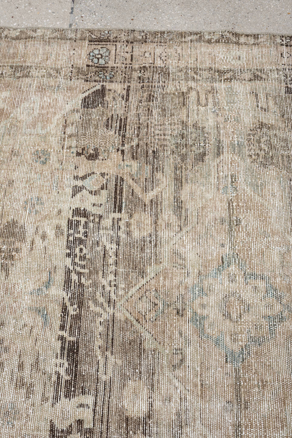4' x 6' one-of-a-kind handmade antique Hamadan small size rug. Color palette: ivory, taupe, beige, blue gray, charcoal