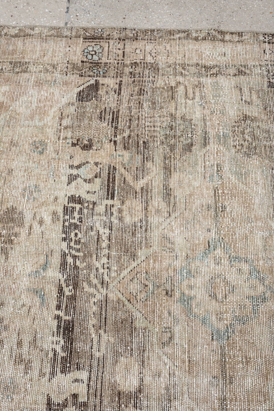 4' x 6' one-of-a-kind handmade antique Hamadan small size rug. Color palette: ivory, taupe, beige, blue gray, charcoal