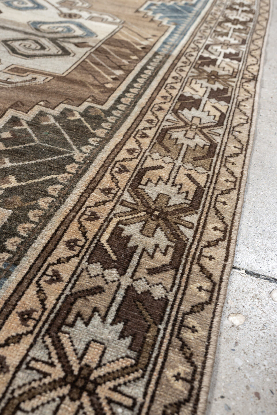 4' x 7' one-of-a-kind handmade antique Hamadan rug. Color palette: taupe, ivory, brown, powder blue, camel, charcoal, cream