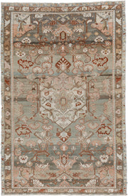 4' x 6' one-of-a-kind handmade antique Hamadan small size rug. Color palette: sage, dusty rose, ivory, taupe, rust, camel