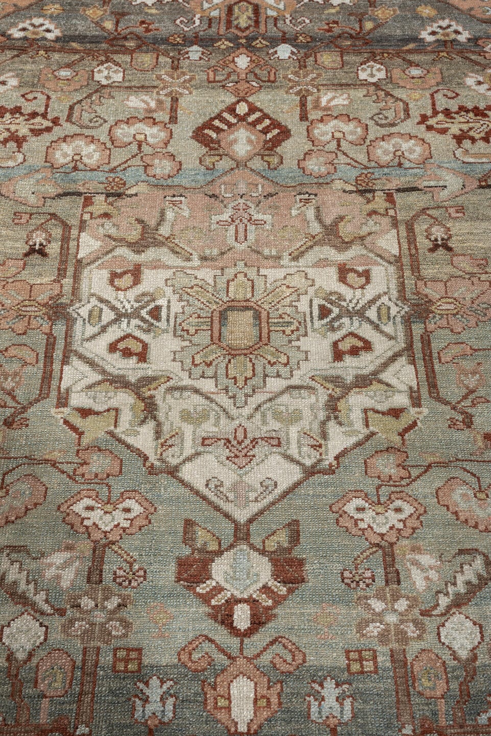 4' x 6' one-of-a-kind handmade antique Hamadan small size rug. Color palette: sage, dusty rose, ivory, taupe, rust, camel