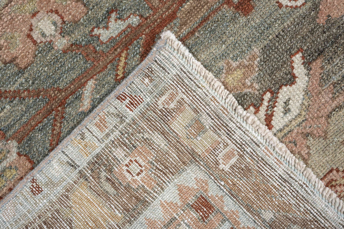 4' x 6' one-of-a-kind handmade antique Hamadan small size rug. Color palette: sage, dusty rose, ivory, taupe, rust, camel
