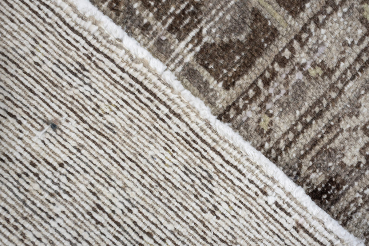 3' x 9' one-of-a-kind handmade antique Mazlagan runner rug. Color palette: blue gray, ivory, taupe, charcoal, brown, slate