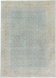 9' x 12' one-of-a-kind handmade antique Tabriz large size rug. Color palette: ivory, pale blue, blue gray, beige, blush