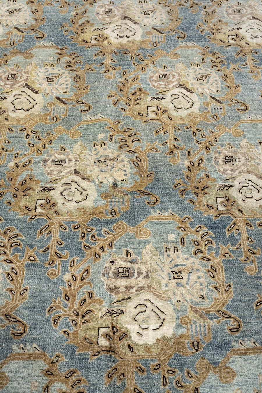 7' x 11' one-of-a-kind handmade antique Bidjar large size rug. Color palette: blue gray, ivory, taupe, beige, brown