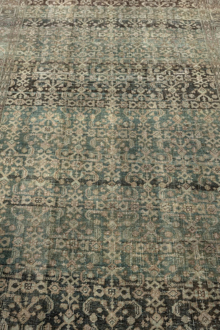 4' x 6' one-of-a-kind handmade antique Bidjar small size rug. Color palette: sage, taupe, ivory, charcoal, brown, olive