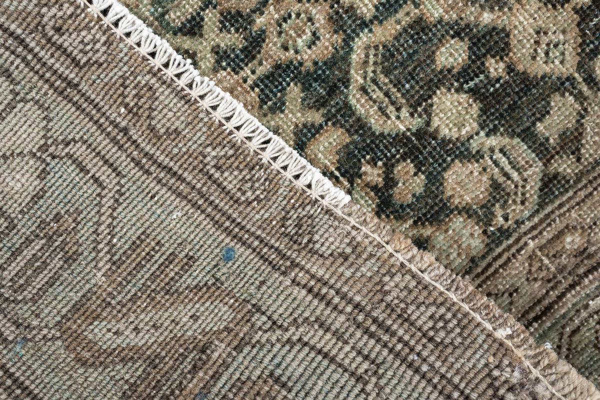 4' x 6' one-of-a-kind handmade antique Bidjar small size rug. Color palette: sage, taupe, ivory, charcoal, brown, olive