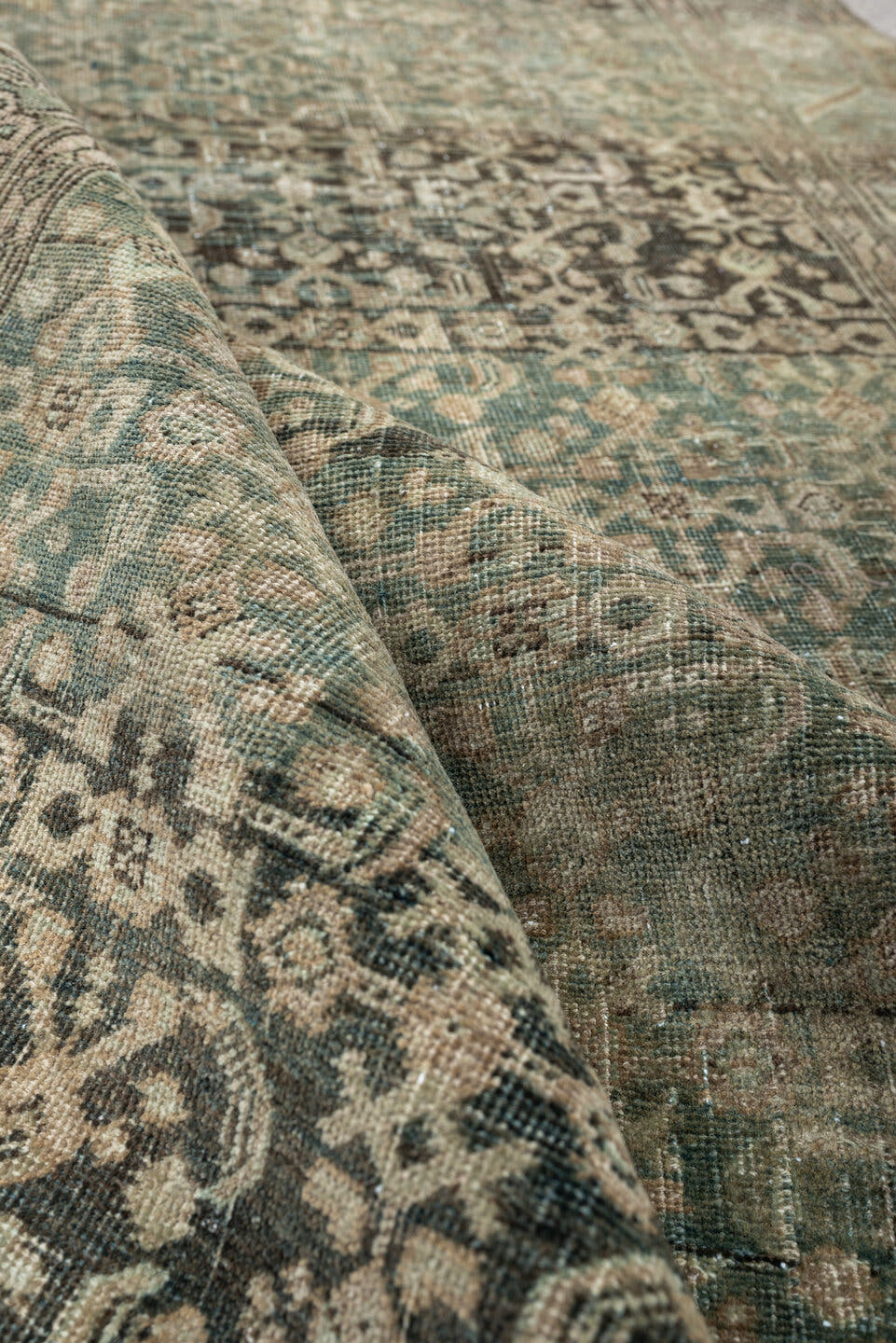 4' x 6' one-of-a-kind handmade antique Bidjar small size rug. Color palette: sage, taupe, ivory, charcoal, brown, olive