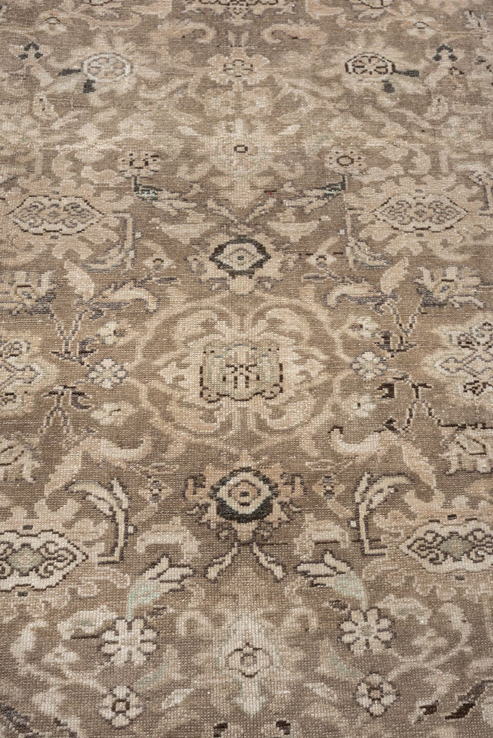 8' x 11' one-of-a-kind handmade antique Hamadan large size rug. Color palette: taupe, ivory, beige, charcoal, camel, sage