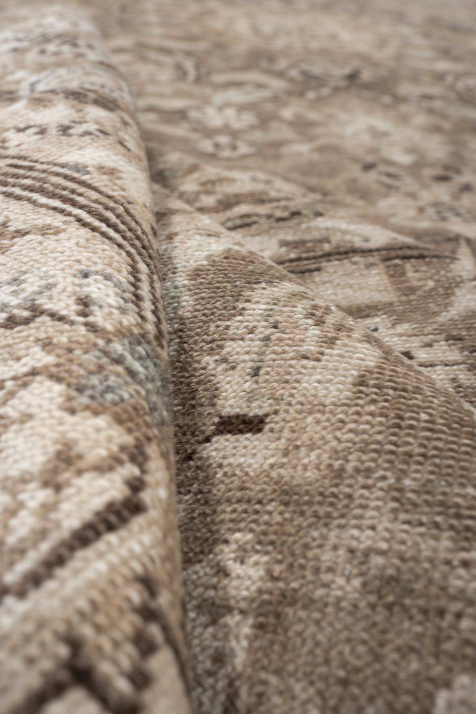 8' x 11' one-of-a-kind handmade antique Hamadan large size rug. Color palette: taupe, ivory, beige, charcoal, camel, sage