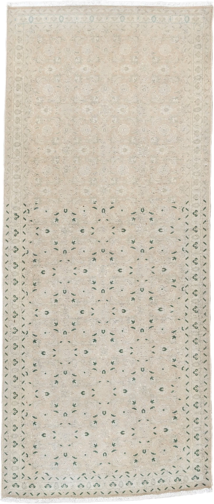 2' x 4' one-of-a-kind handmade antique Sivas small size rug. Color palette: ivory, cream, sage, taupe, beige, green, gray