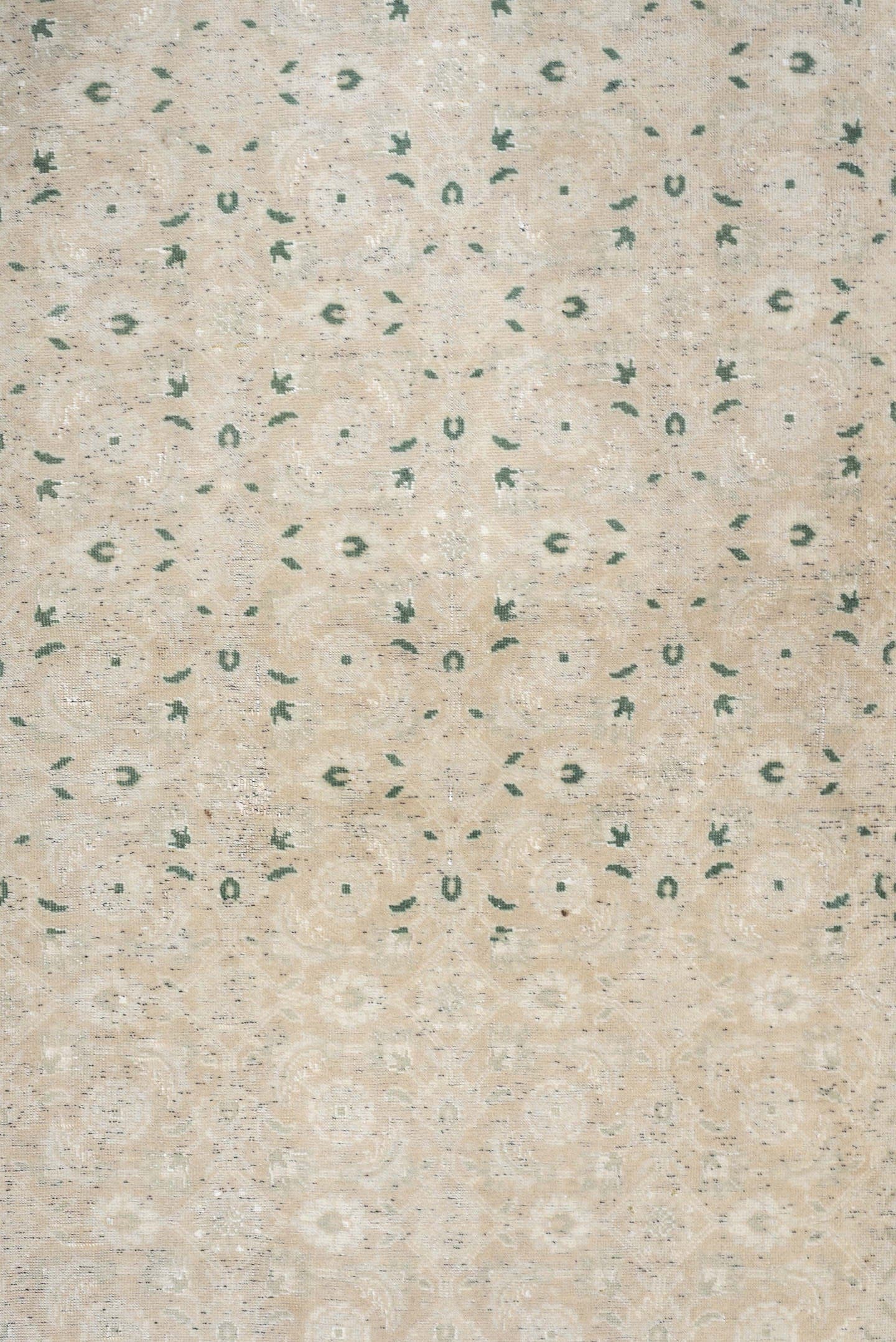 2' x 4' one-of-a-kind handmade antique Sivas small size rug. Color palette: ivory, cream, sage, taupe, beige, green, gray