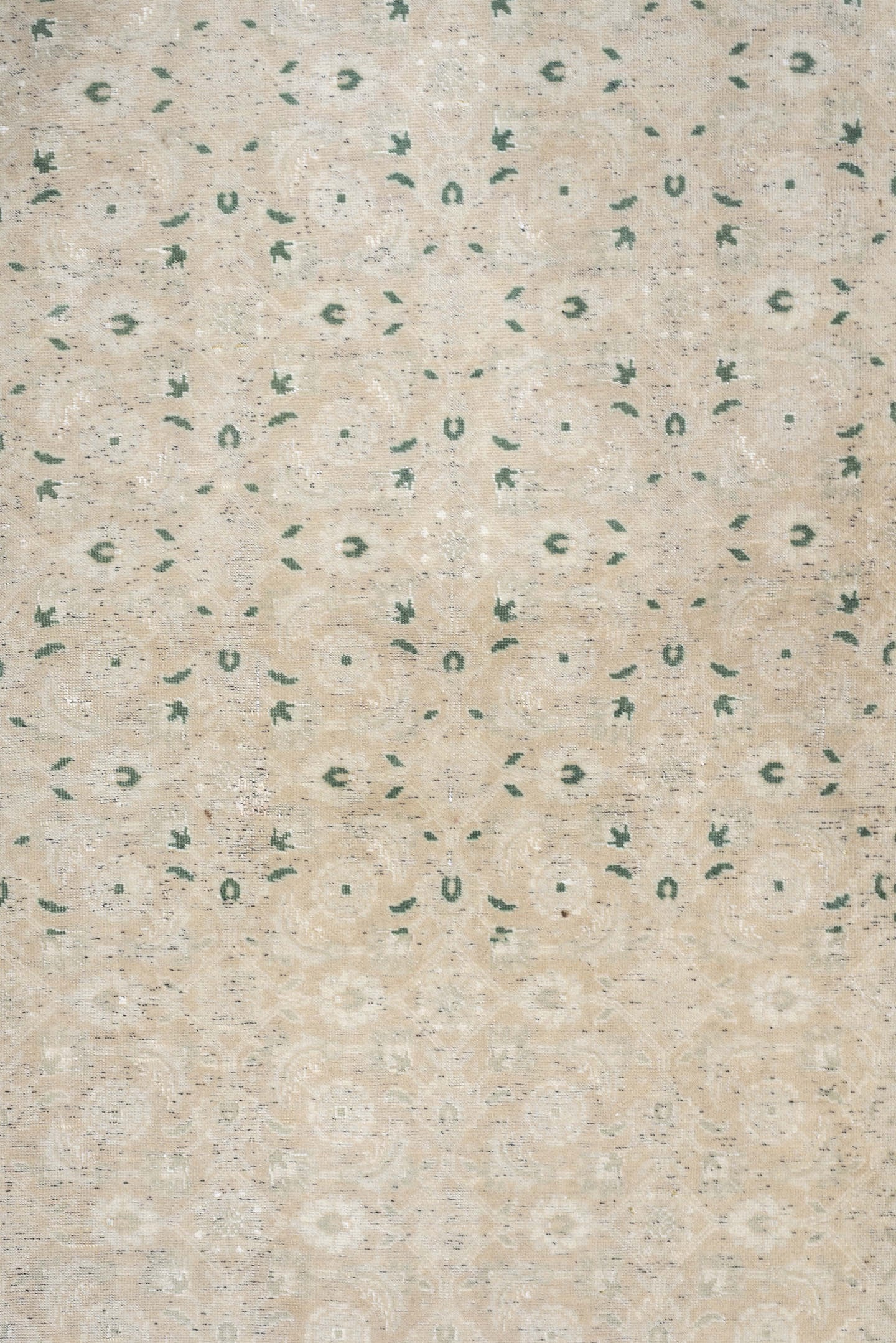 2' x 4' one-of-a-kind handmade antique Sivas small size rug. Color palette: ivory, cream, sage, taupe, beige, green, gray