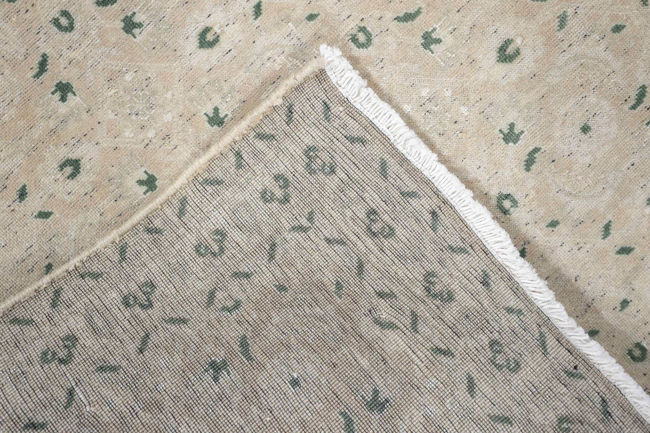 2' x 4' one-of-a-kind handmade antique Sivas small size rug. Color palette: ivory, cream, sage, taupe, beige, green, gray