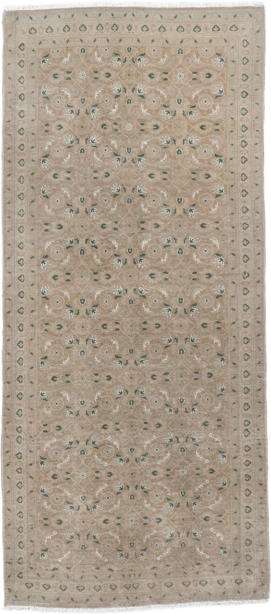 2' x 4' one-of-a-kind handmade antique Sivas small size rug. Color palette: taupe, sage, ivory, beige, gray, green