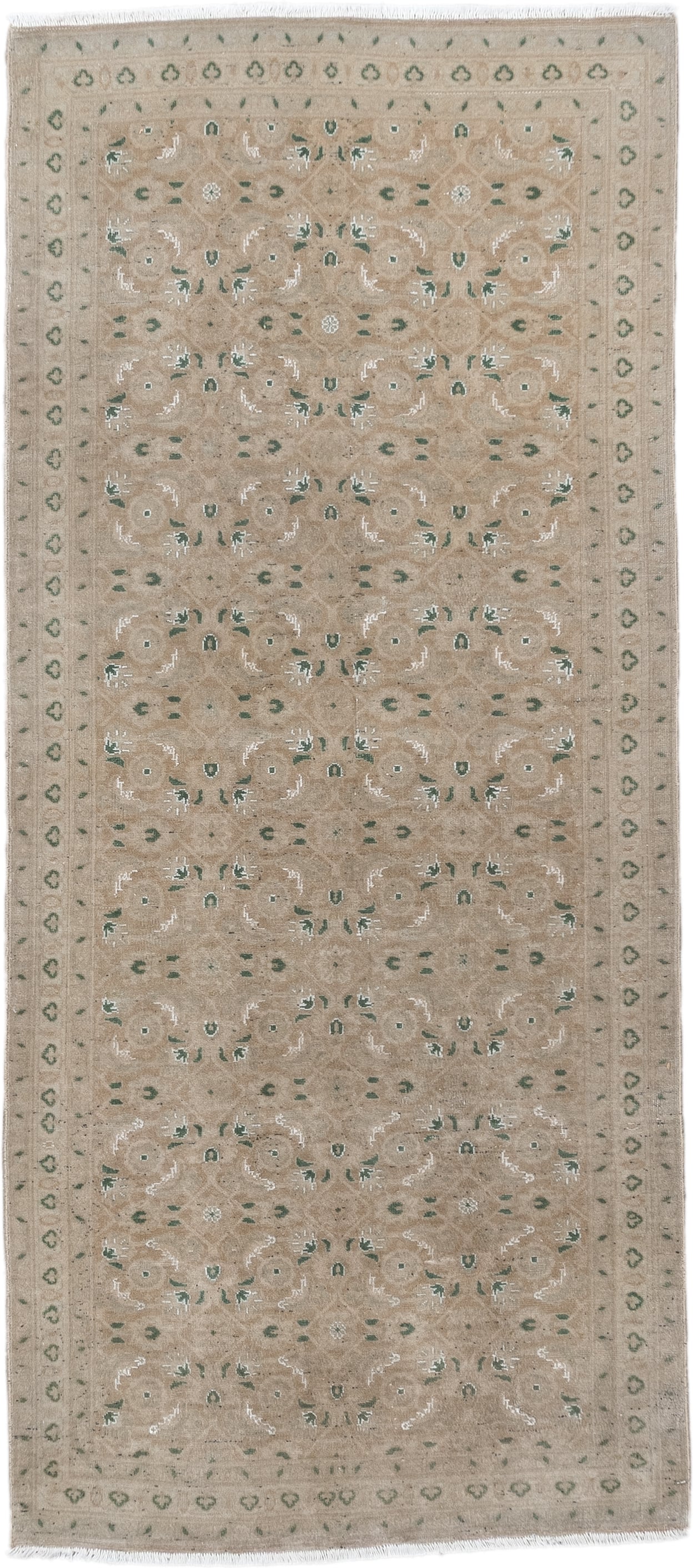 2' x 4' one-of-a-kind handmade antique Sivas small size rug. Color palette: taupe, sage, ivory, beige, gray, green