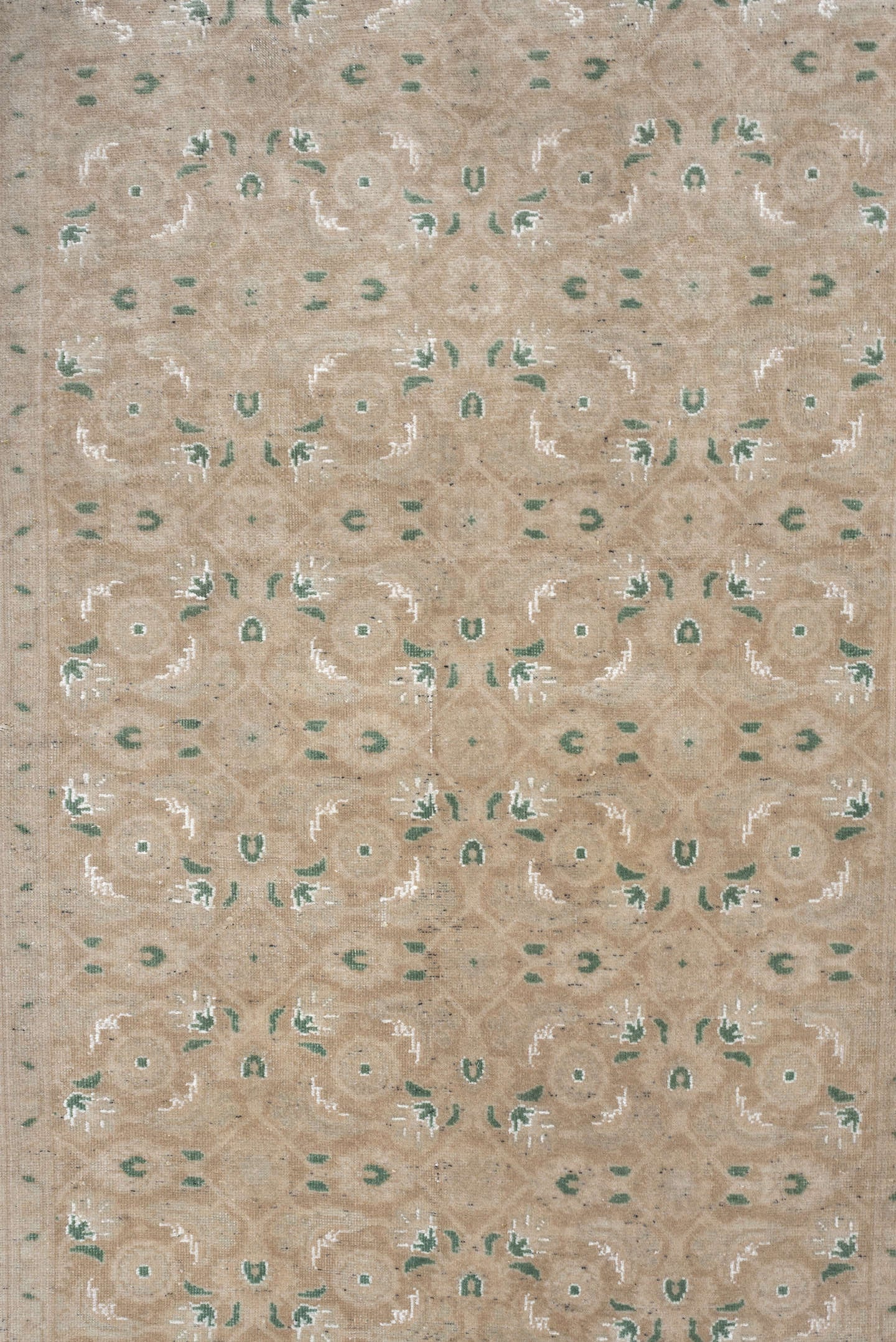 2' x 4' one-of-a-kind handmade antique Sivas small size rug. Color palette: taupe, sage, ivory, beige, gray, green