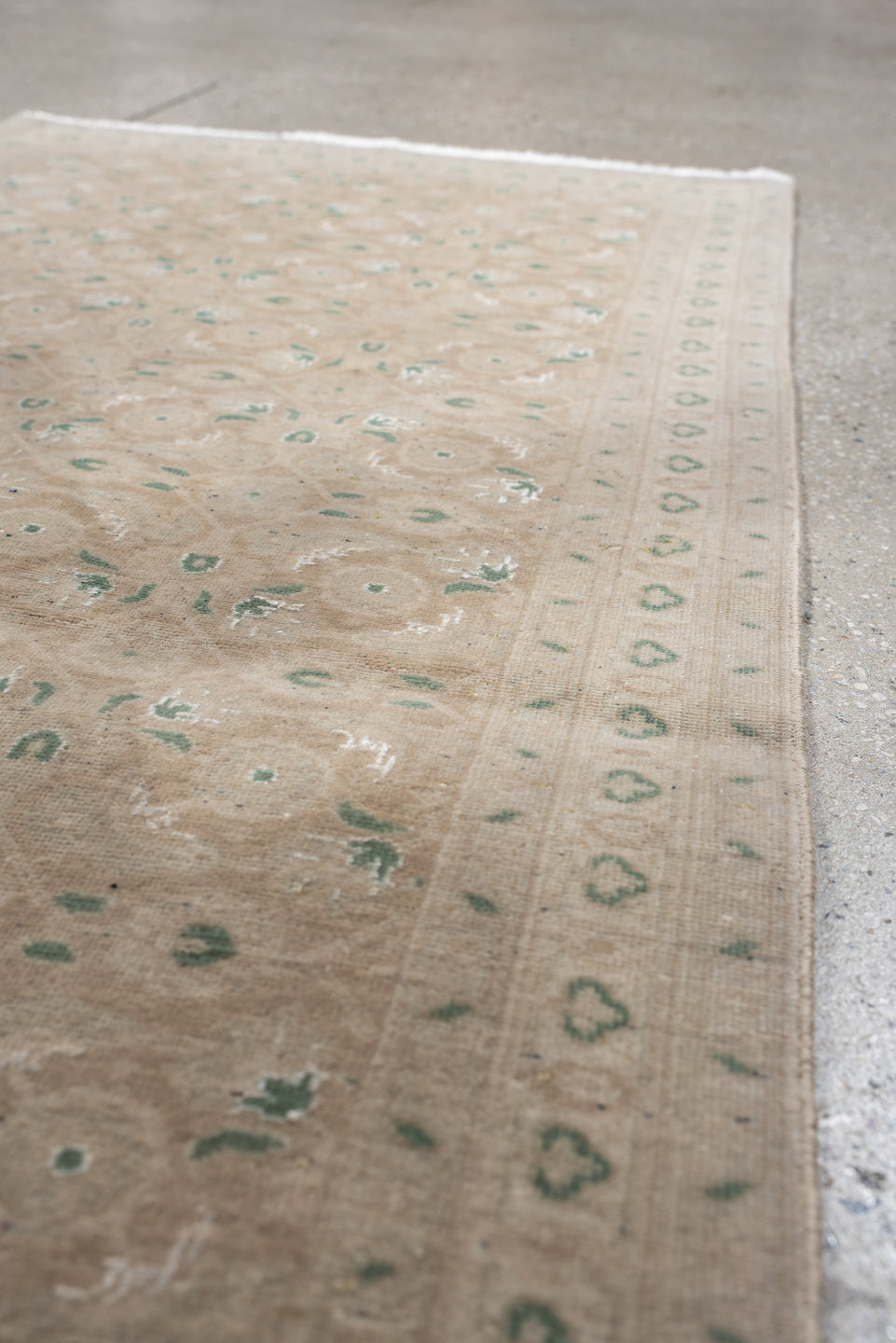 2' x 4' one-of-a-kind handmade antique Sivas small size rug. Color palette: taupe, sage, ivory, beige, gray, green