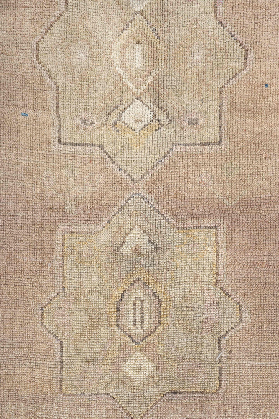 4' x 8' one-of-a-kind handmade antique Kars runner rug. Color palette: blush beige, taupe, ivory, sage, rose, brown, sand