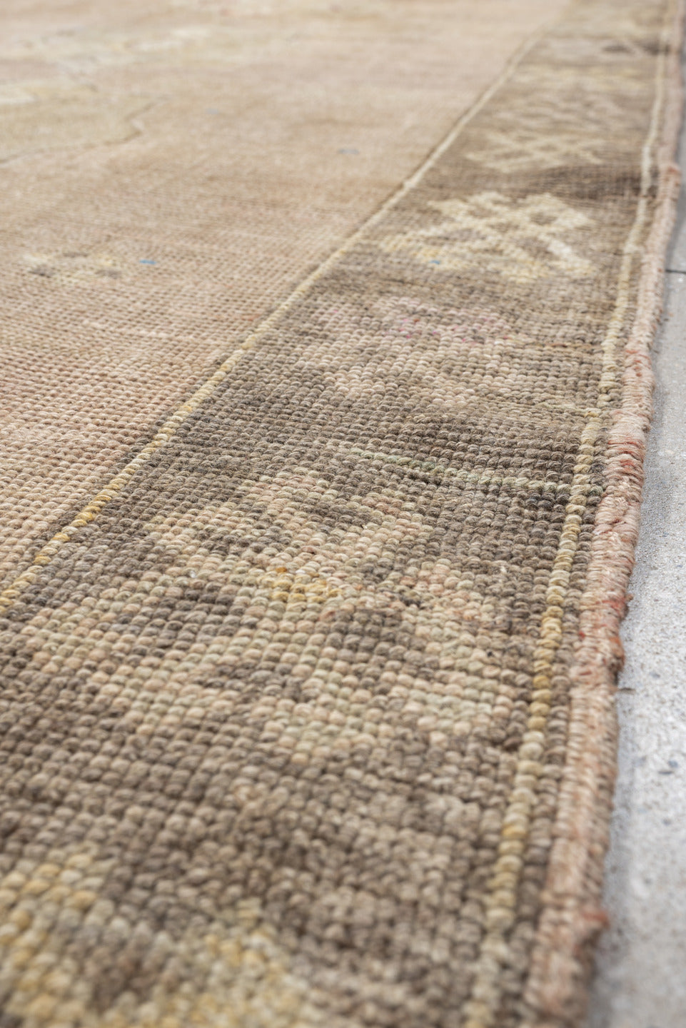 4' x 8' one-of-a-kind handmade antique Kars runner rug. Color palette: blush beige, taupe, ivory, sage, rose, brown, sand